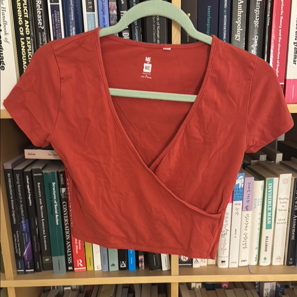 Me to We Terracotta Wrap Crop Top
